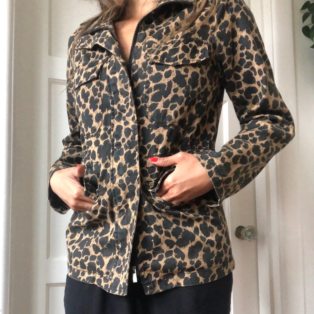 Primark leopard animal print twill utility jacket